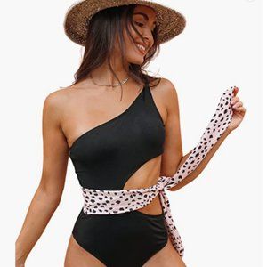 Women One Piece Swimsuit One Shoulder Swimwear